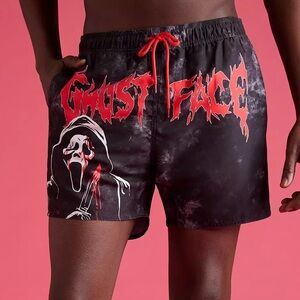 Ghost Face Dark Wash Swim Trunks Hot Topic